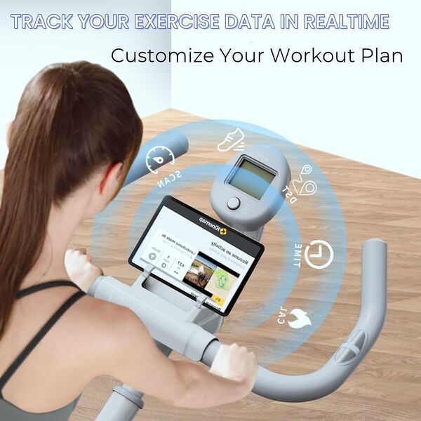 NAYSAYE Vélo d'appartement réglable avec support pour smartphone, vélo d'appartement professionnel avec affichage numérique du pouls pour la maison et le bureau