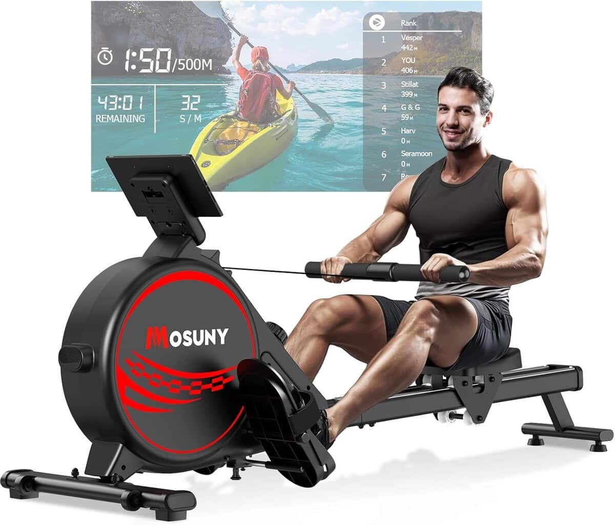 Test du rameur magnétique MOSUNY : 16 niveaux de résistance ultra silencieux