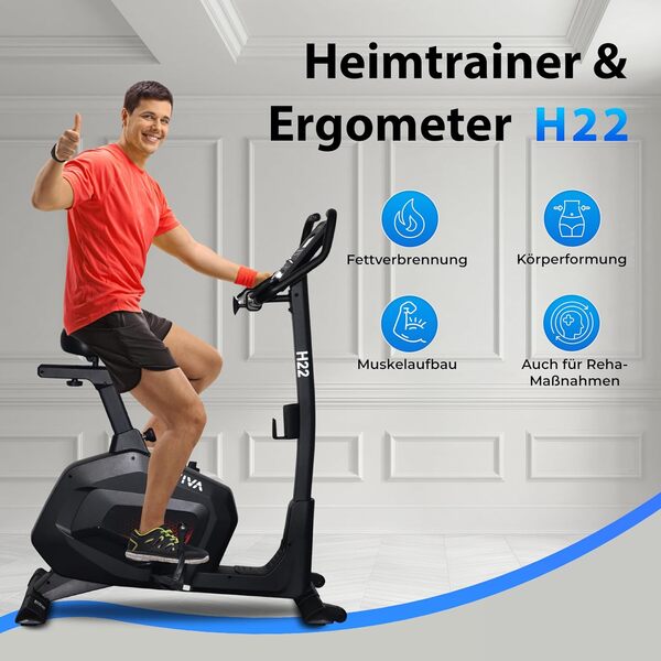 AsVIVA Vélo d'appartement et ergomètre H22 Pro Bluetooth Unisexe-Adulte, Noir, Taille Unique