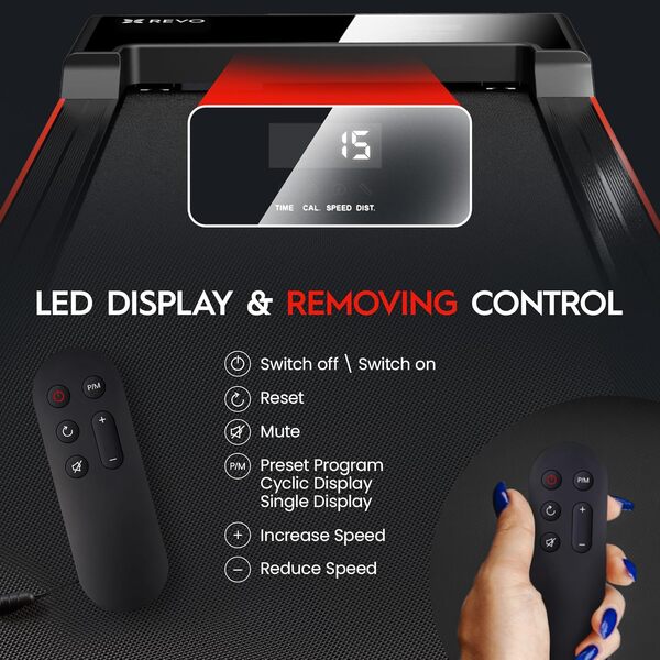 REVO Tapis de marche pour la maison avec télécommande | Tapis de course portable sous le bureau avec plage de vitesse de 0,5 à 4 mph | Promesse de 2 ans