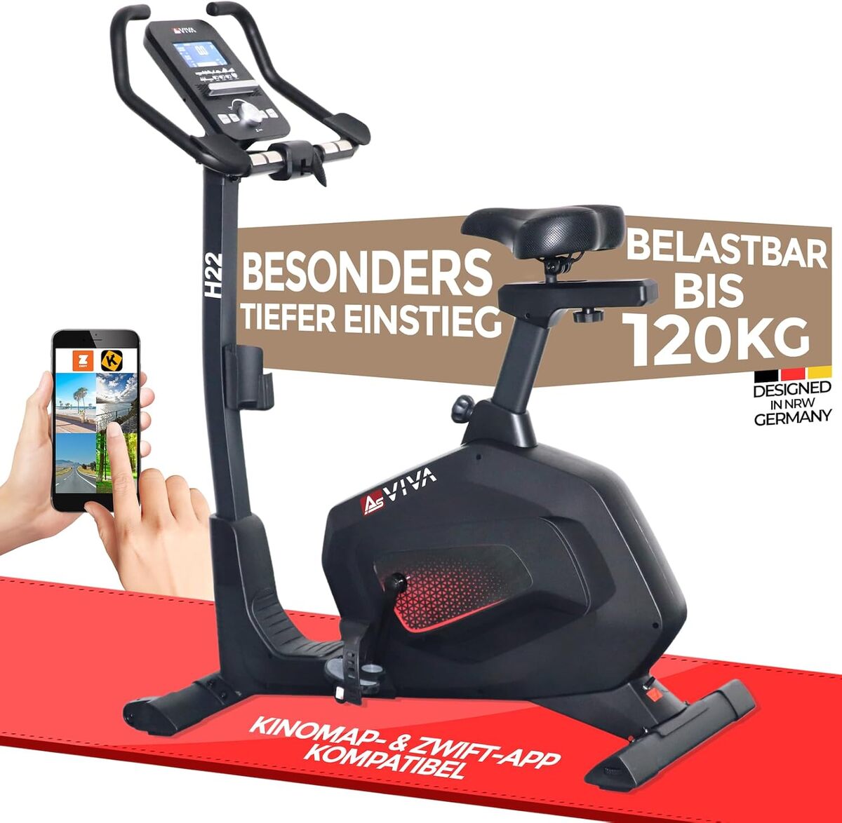 Test du vélo d'appartement AsVIVA H22 Pro Bluetooth