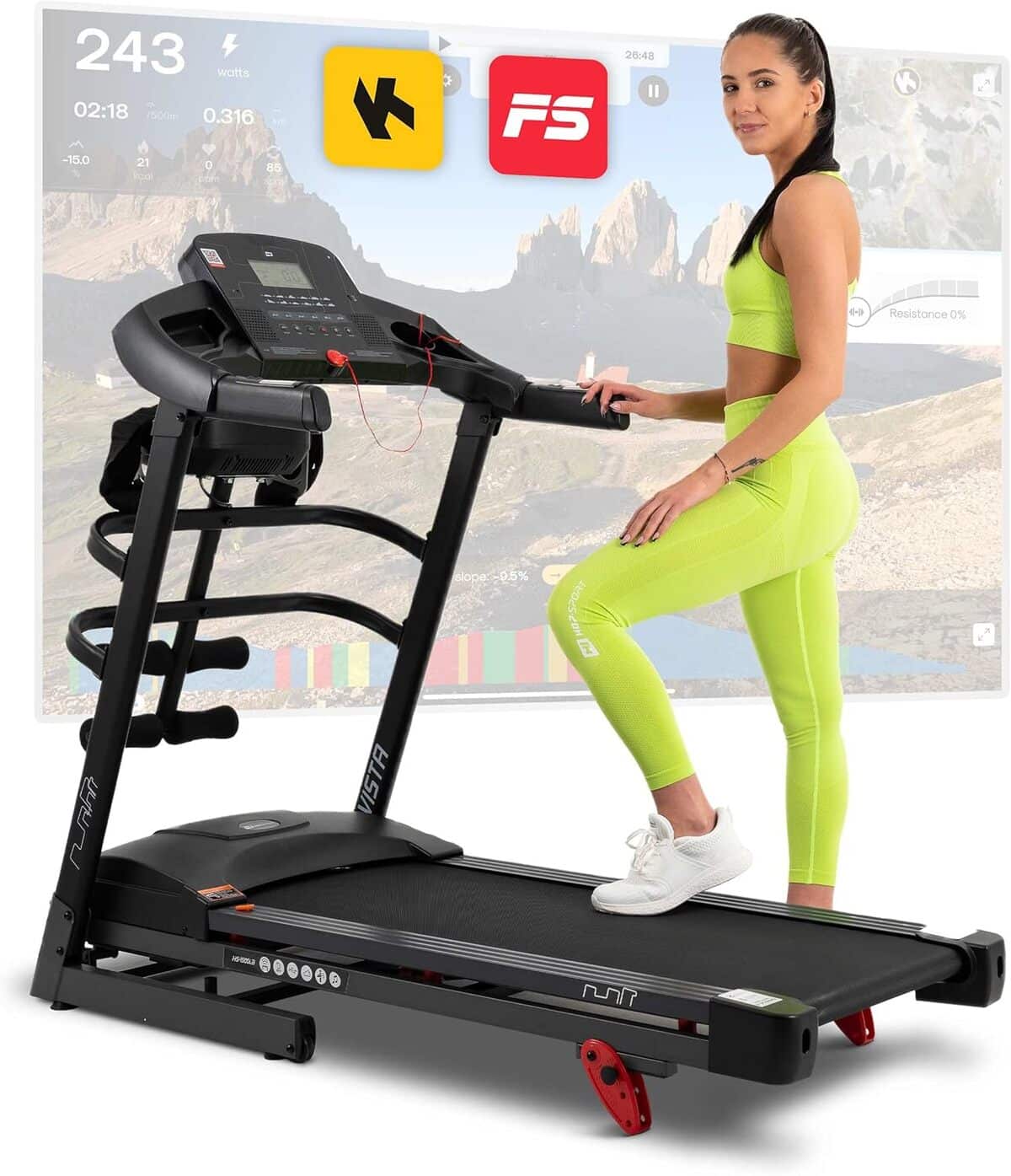 Test : tapis de course pliable Hop-Sport HS-1500LB Vista, vitesse 16 km/h