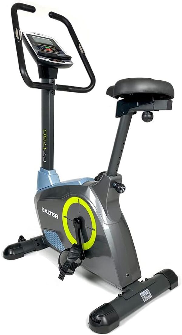 SALTER Bicyclette d'exercice Pt-1730 Grise 16 Niveaux de Résistance Magnétique Silencieux 18 kg Volant d'Inertie 12 Programmes Prédéfinis