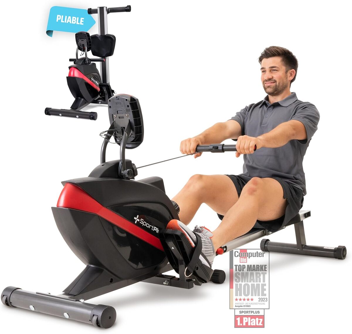 Test du rameur SportPlus pliable avec frein magnétique silencieux