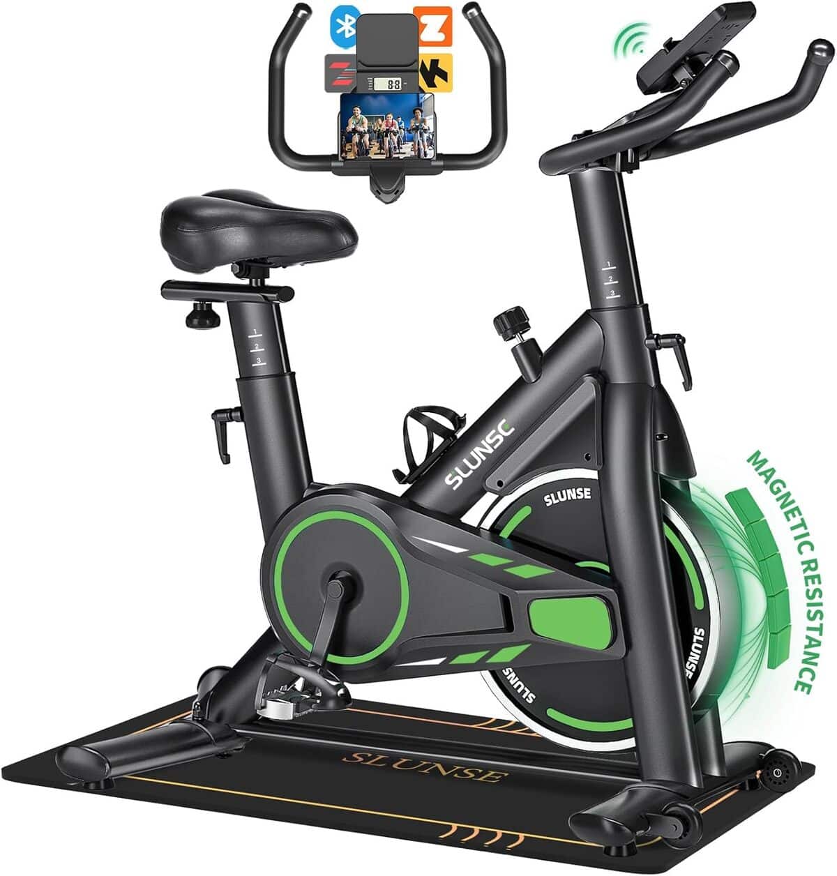 Test du vélo d'appartement SLUNSE connecté avec résistance magnétique