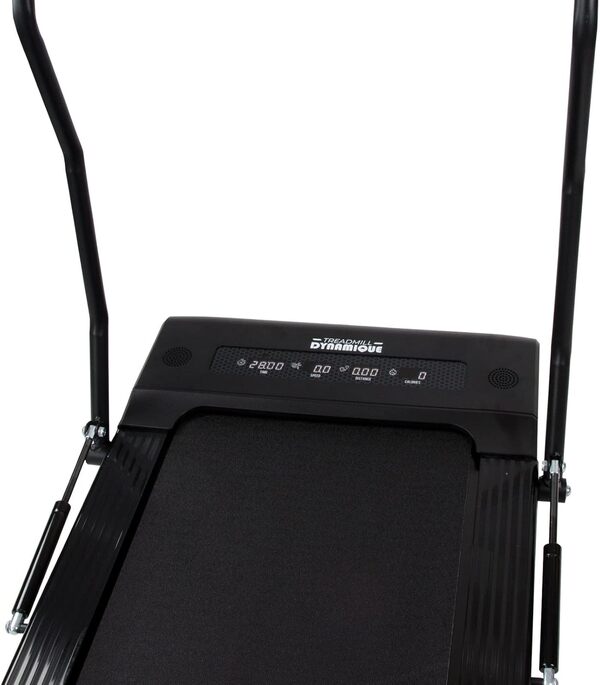 Tapis de Course Dynamique Jusqu'à 8km/h, 6 Programmes avec Haut-Parleurs Intégrés, Poids Maximal 100 kg, Tapis de Marche Nordique, Fitness