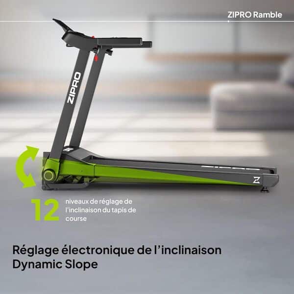 ZIPRO Tapis de Marche Pliable 1-16 km/h, 12 Niveaux d'inclinaison pour Tapis de Course Motorisé Inclinable, Treadmill Silencieux, Walking Pad avec Affichage LED et APP (Ramble)