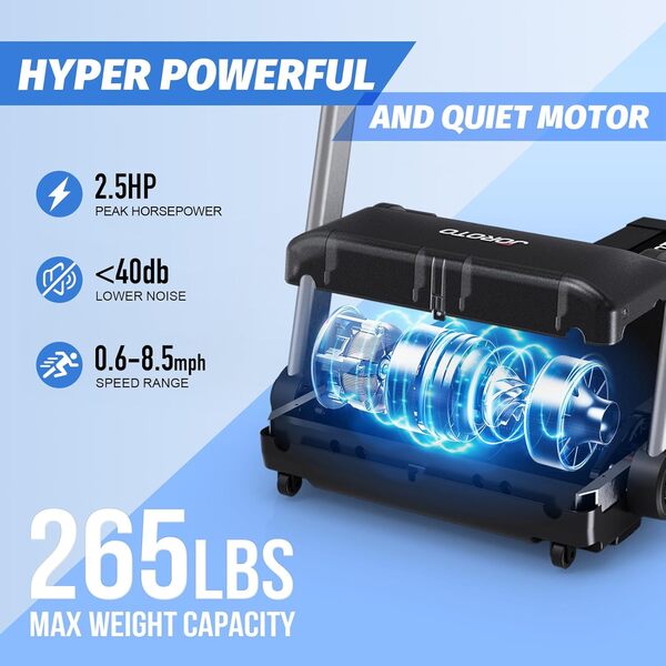 JOROTO Tapis de Course Pliable, 2.5PS Tapis Roulant Electrique, 1-14KM/H, Tapis de Marche à Domicile avec APP, 9 Programmes Prédéfinis Tapis de Course pour la Maison Capacité de Charge de 120 KG