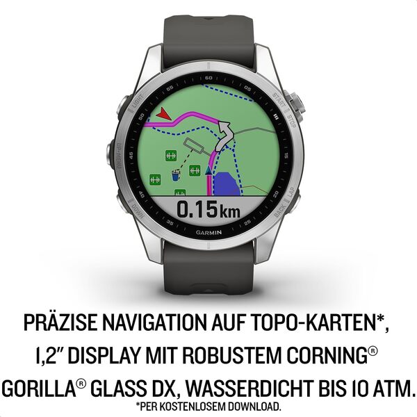 Garmin - fenix 7S - Montres GPS multisports connectée haute performance - Silver avec bracelet gris - Boitier 42 mm