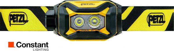PETZL PIXA R Lampe Frontale LED Professionnelle, 600 Lumens, Rechargeable, Étanche IP68, 3 Modes d'Éclairage, Noir et Jaune