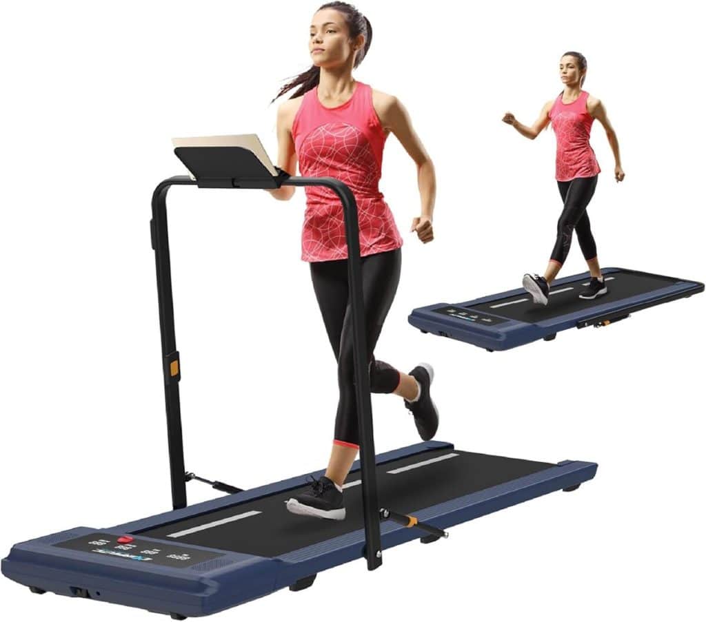 Tapis De Course Pliable 3-en-1 HomeFitnessCode - Marche, Course, Pente 7%, 8 Km/h, 130 Kg, Silencieux, écran LCD