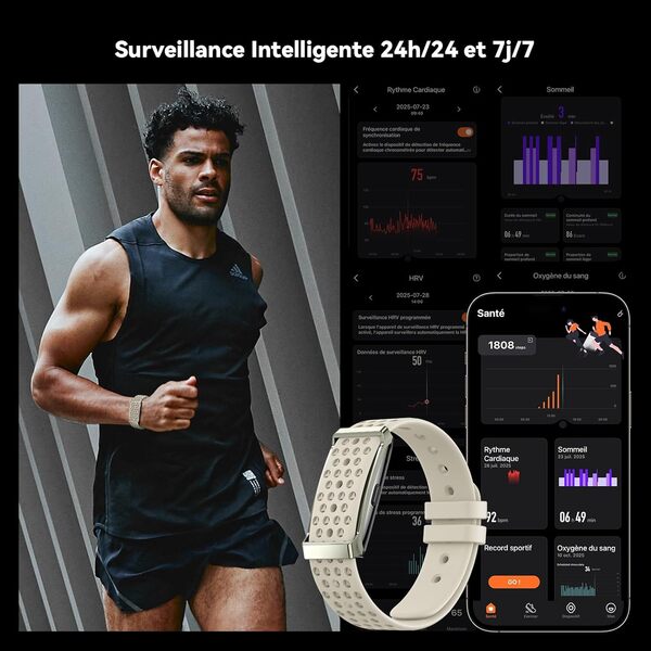 Bracelet Connecté sans Écran, Smartwatch Montre Connectée Fitness Tracker avec Suivi 24/7 Activité, Sommeil & Fréquence Cardiaque, 170+ Multisports, Autonomie 35 Jours, IP68 pour Femme Homme
