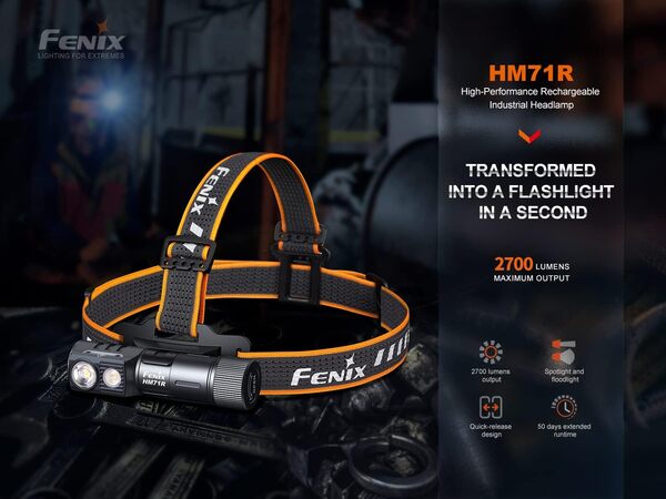 fenix HM71R Lampe frontale rechargeable amovible avec base magnétique 2700 lumens