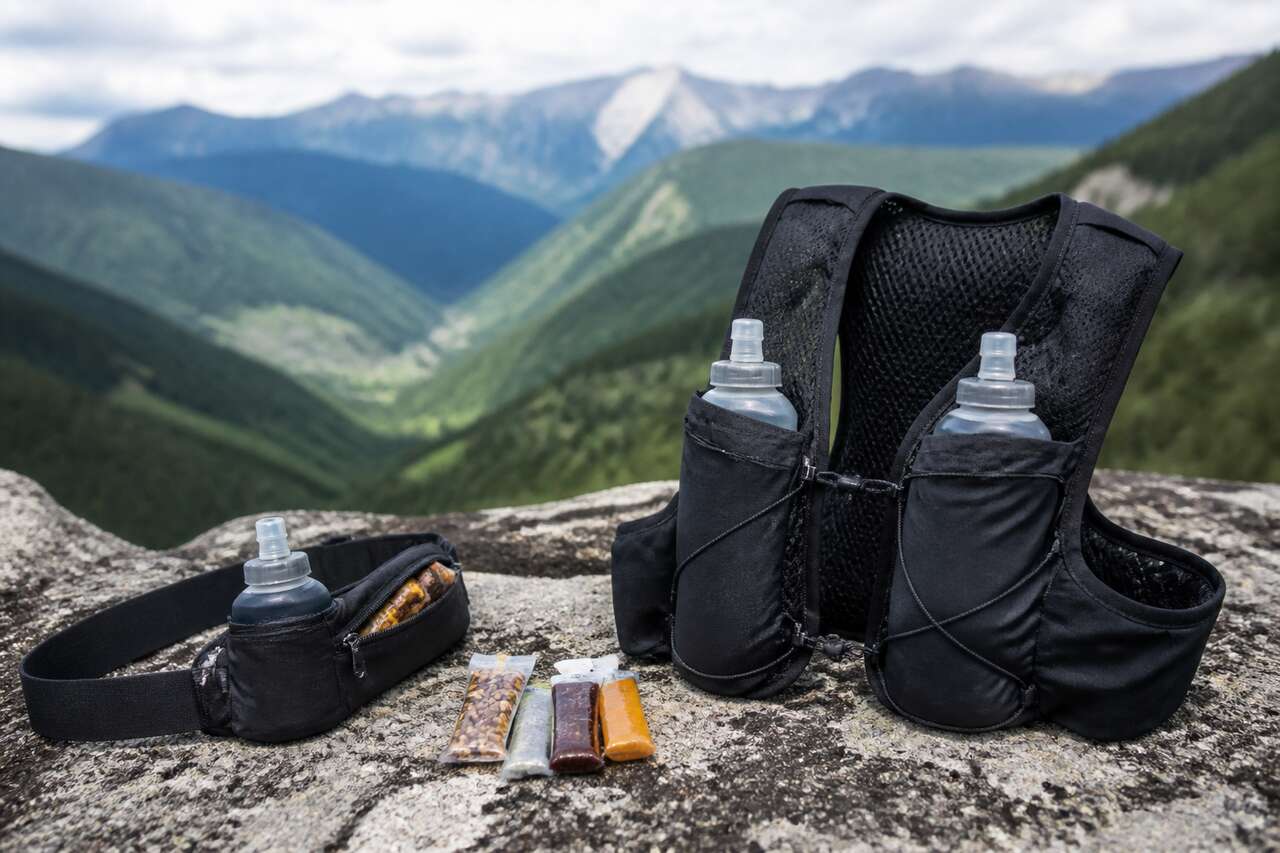équipement et logistique : ceinture, gilet, flasques, ravitaillement équipement et logistique : ceinture, gilet, flasques, ravitaillement